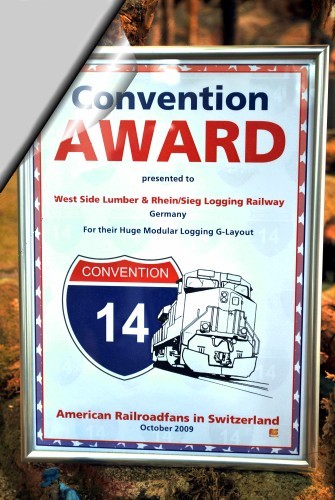 Bei der 14. American Railroadfans Convention im Oktober 2009 erhielten wir fr unsere Logging Railway einen Award. 